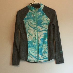 A blue and gray athletic jacket